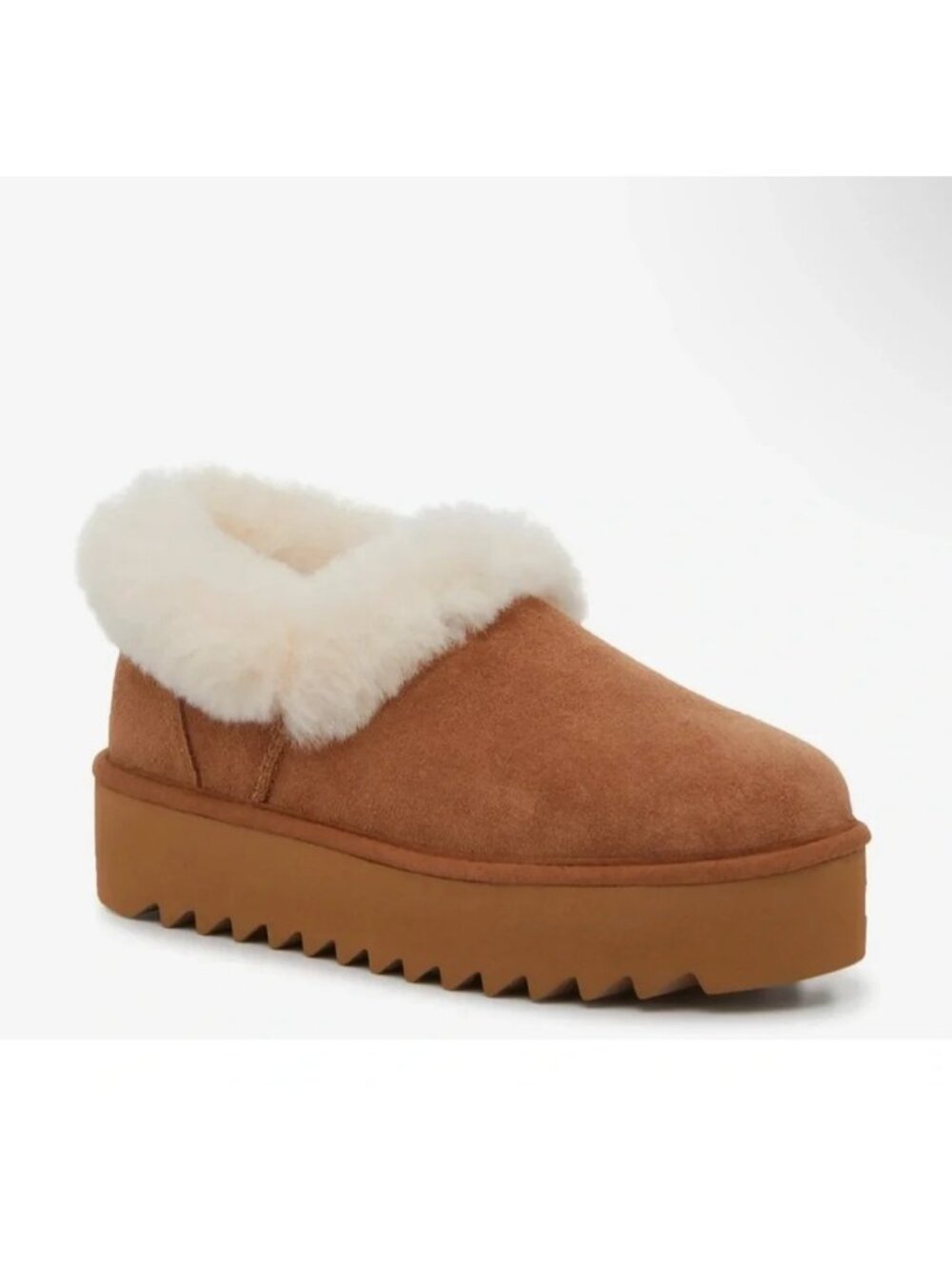 UGG Nita Platform Slipper Shoe Suede Wool Warm Cozy Winter Brown Womens 10